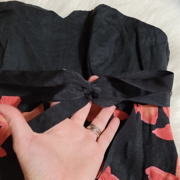 RW&CO Strapless 100% Linen 100% Cotton A-Line Floral Sweetheart Neckline Sz 4 - Picture 6 of 16